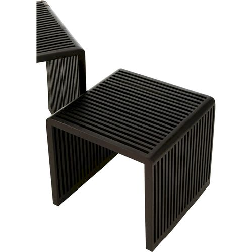 Table Basse Cubique En Teck Recyclé Noir Design Contemporain