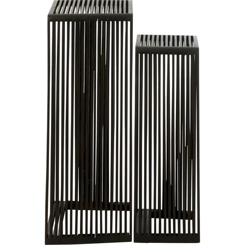 Table D'appoint Cubique En Teck Noir Design Moderne