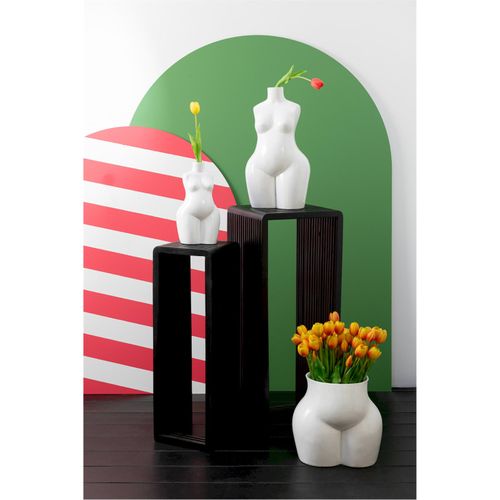 Table D'appoint Cubique En Teck Noir Design Moderne