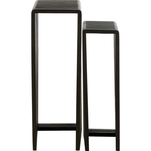 Table D'appoint Cubique En Teck Noir Design Moderne