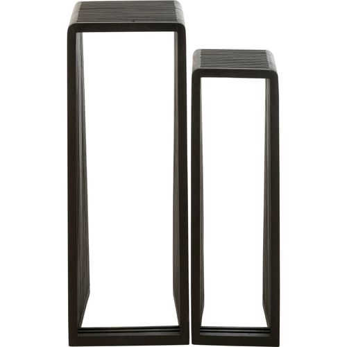 Table D'appoint Cubique En Teck Noir Design Moderne