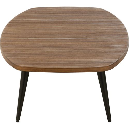 Table Basse Rectangulaire Teck Naturel Et Pieds Métal Élégant