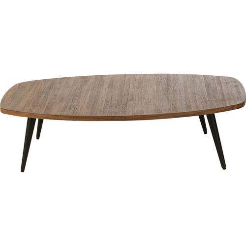 Table Basse Rectangulaire Teck Naturel Et Pieds Métal Élégant