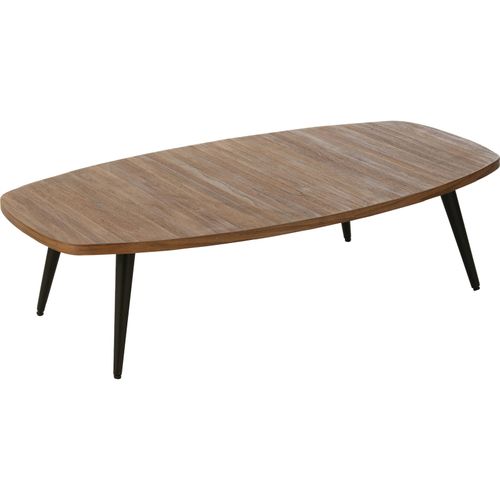 Table Basse Rectangulaire Teck Naturel Et Pieds Métal Élégant