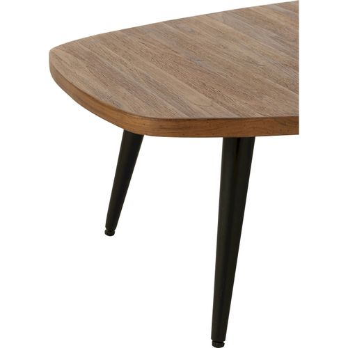 Table Basse Rectangulaire Teck Naturel Et Pieds Métal Élégant