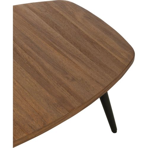 Table Basse Rectangulaire Teck Naturel Et Pieds Métal Élégant