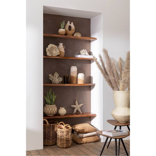 Table Gigognes Triangulaire Teck Naturel Et Métal Élégant