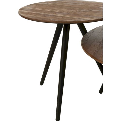 Table Ronde Teck Naturel Métal Style Contemporain Salon Élégant