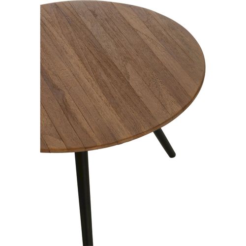 Table Ronde Teck Naturel Métal Style Contemporain Salon Élégant