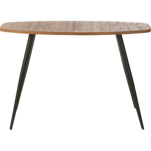 Console Ovale Teck Recyclé Naturel Et Pieds Métal Élégant