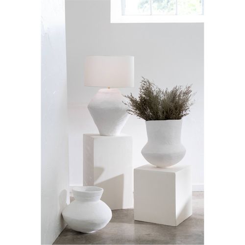 Vase Blanc En Papier Mâché Design Épuré Pour Décoration Moderne