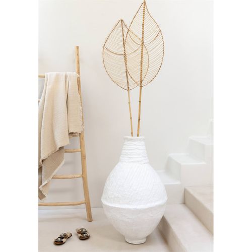 Vase En Papier Mâché Blanc Style Artisanal Élégant