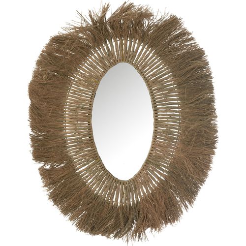 Miroir Ovale Tressé En Herbe Naturelle Style Bohème Chic