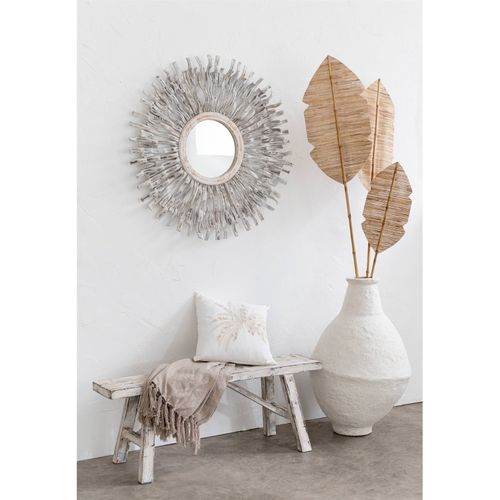 Miroir Soleil Rond En Bois Blanc Lavé Style Bohème Chic