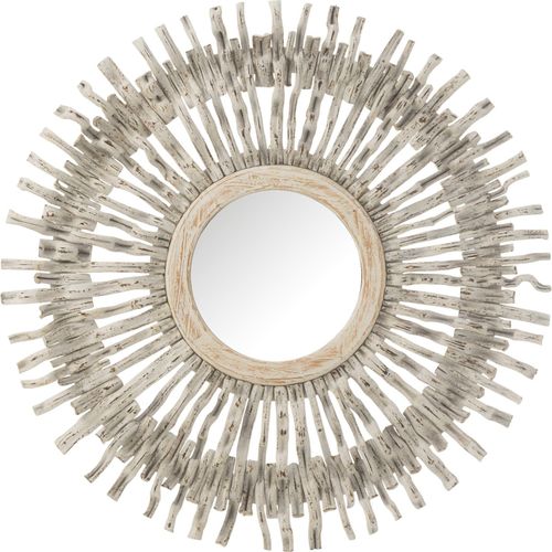 Miroir Soleil Rond En Bois Blanc Lavé Style Bohème Chic