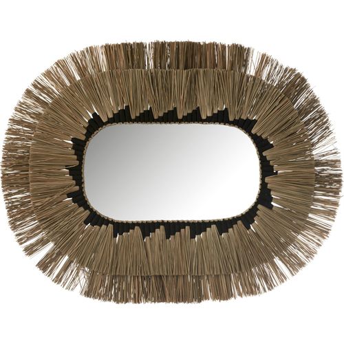 Miroir Ovale Décoratif Motifs Herbes Naturel Et Noir