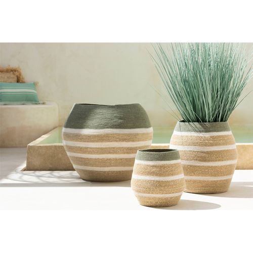 Panier En Jonc Tressé Vert Naturel Pour Rangement Déco Maison