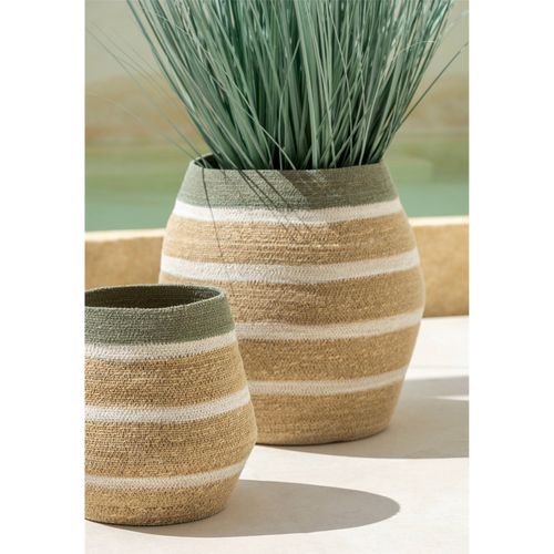 Panier En Jonc Tressé Vert Naturel Pour Rangement Déco Maison