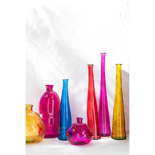 Vase Oval En Verre Fuchsia Élégance Rose Pour Décoration Raffinée