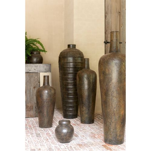 Vase Décoratif En Ciment Marron Style Contemporain Élégant