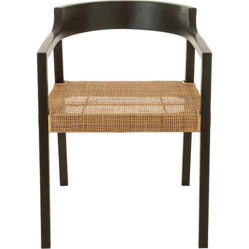 Chaise En Bois Noir Assise Cannage Naturel Style Contemporain