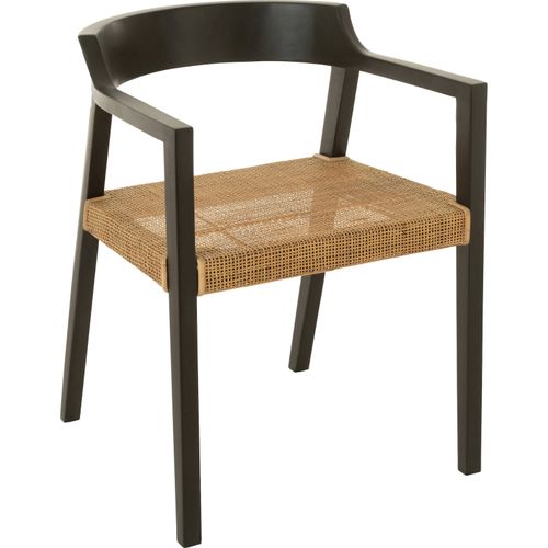 Chaise En Bois Noir Assise Cannage Naturel Style Contemporain