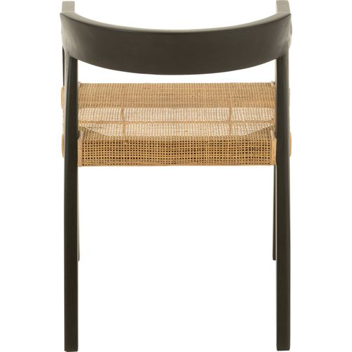 Chaise En Bois Noir Assise Cannage Naturel Style Contemporain