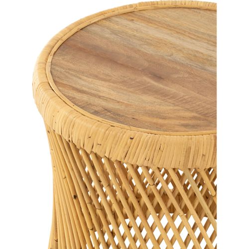 Table D'appoint Cylindre En Rotin Naturel Esprit Bohème