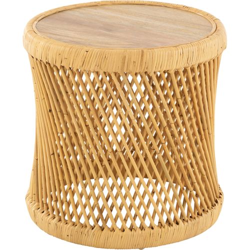 Table D'appoint Cylindre En Rotin Naturel Esprit Bohème