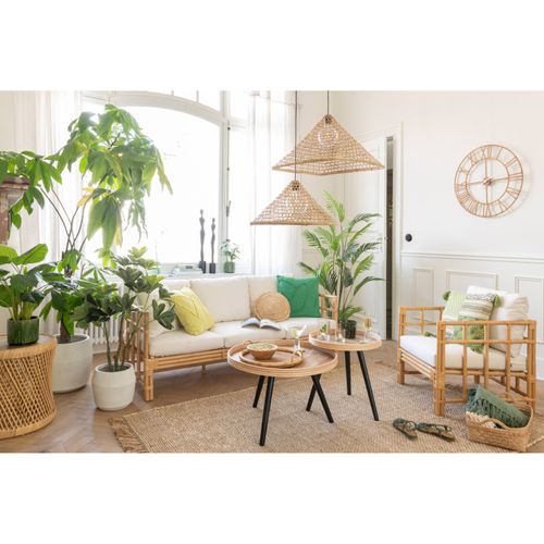 Table D'appoint Cylindre En Rotin Naturel Esprit Bohème