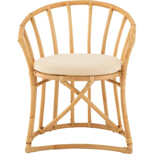 Chaise Rotin Naturel Avec Coussin Blanc Textile Élégant