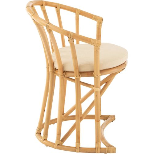 Chaise Rotin Naturel Avec Coussin Blanc Textile Élégant