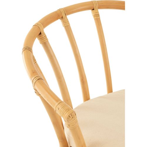 Chaise Rotin Naturel Avec Coussin Blanc Textile Élégant