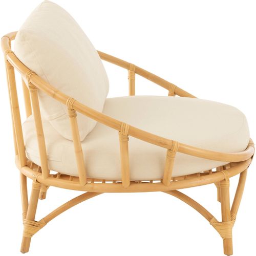 Chaise Rotin Naturel Avec Coussin Blanc Élégant Et Confortable