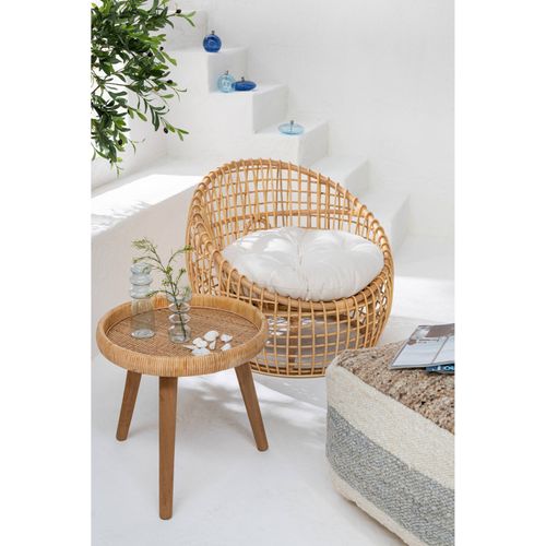 Fauteuil Rotin Naturel Avec Coussin Blanc Confort Absolu