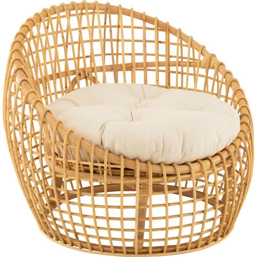 Fauteuil Rotin Naturel Avec Coussin Blanc Confort Absolu
