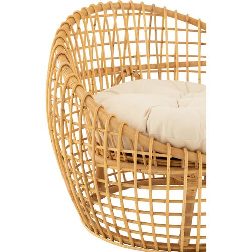 Fauteuil Rotin Naturel Avec Coussin Blanc Confort Absolu