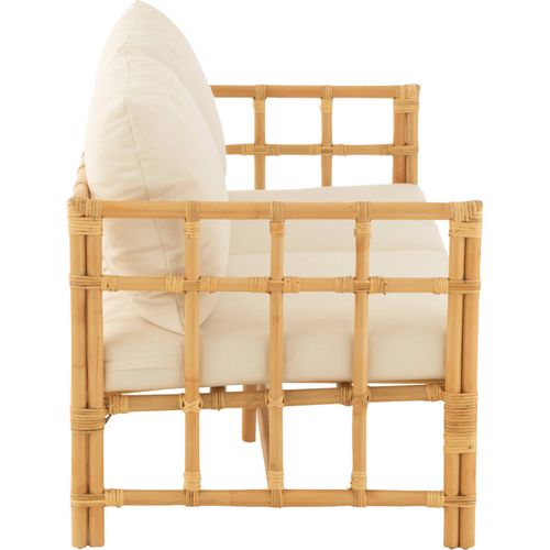 Sofa Rotin Naturel Avec Coussins Blancs Pour Salon Cosy