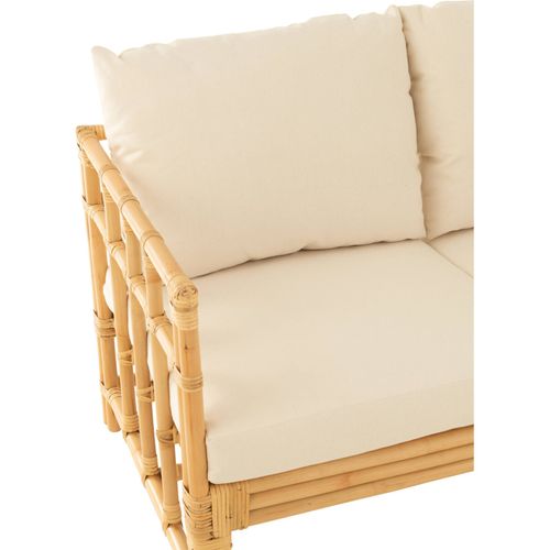 Sofa Rotin Naturel Avec Coussins Blancs Pour Salon Cosy