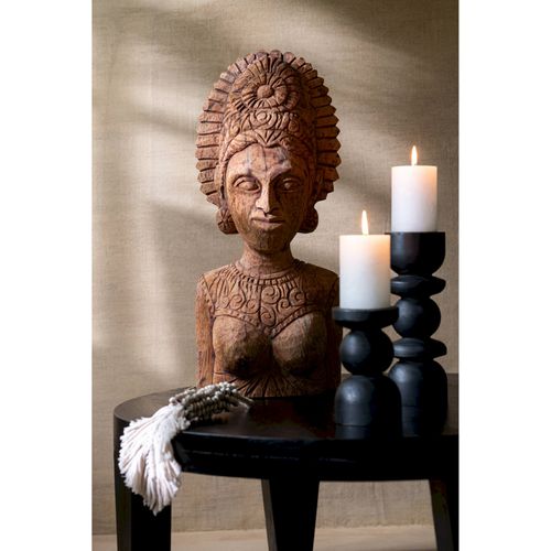 Table Basse Ronde En Bois De Manguier Finition Noir Mat