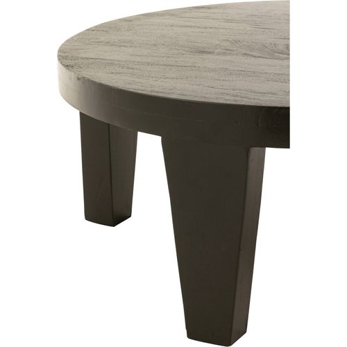 Table Basse Ronde En Bois De Manguier Finition Noir Mat