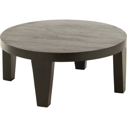 Table Basse Ronde En Bois De Manguier Finition Noir Mat
