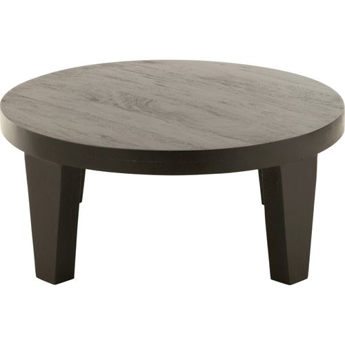 Table Basse Ronde En Bois De Manguier Finition Noir Mat