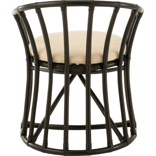 Chaise Rotin Noir Avec Coussin Tissu Blanc Élégant