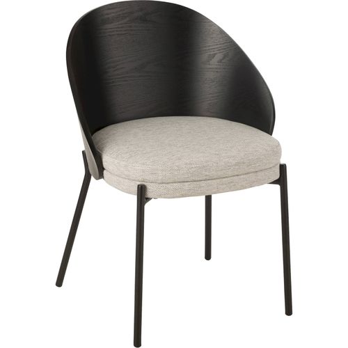 Chaise Design Bois Noir Assise Tissu Gris Élégante Et Moderne