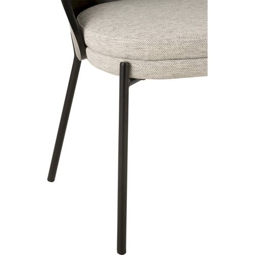 Chaise Design Bois Noir Assise Tissu Gris Élégante Et Moderne