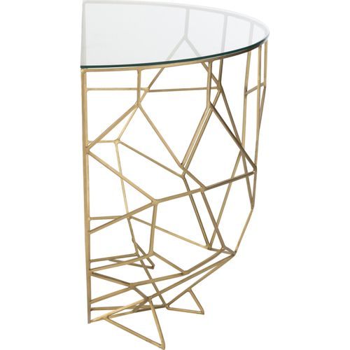 Console Élégante En Métal Doré Et Verre Pour Entrée Chic