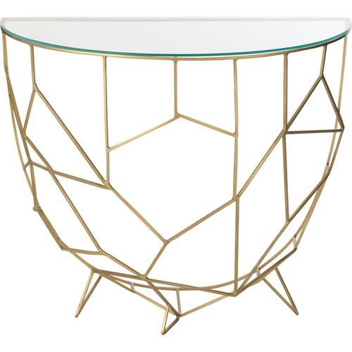 Console Élégante En Métal Doré Et Verre Pour Entrée Chic