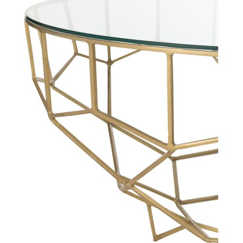 Table Basse Dorée En Métal Et Verre Design Contemporain Élégant