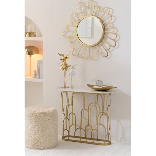 Miroir Fleur En Métal Doré Design Élégant Pour Décoration Murale